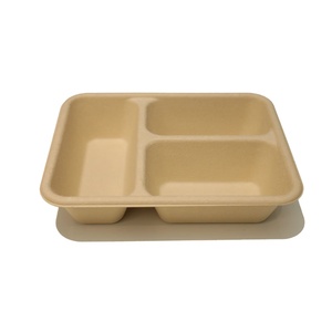 1340ml 4 Compartment Lunch Box Biodegradable Takeaway Paper Food Container Bento Box Food Storage Box