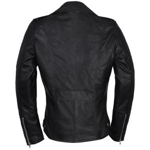 Women's Black Genuine Pu Leather-Tight Vintages-Biker Style Zip-Up Fashion Long-Zippers Jacket - Product Image 5