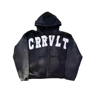 เสื้อมีฮู้ดผ้าฟลีซ XS สำหรับผู้ชายผ้าคอตตอน100% ลายพิมพ์สีจางเหมาะสำหรับฤดูหนาว - Product Image 4