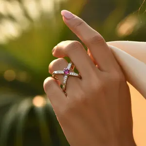 "925 Silver Fashionable Trendy Ruby Inlay <b>Ring</b>-<b>Women's</b> Size Free-Vintage <b>Statement</b> Style" - Product Image 2