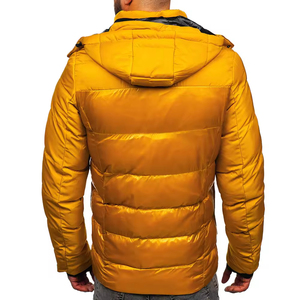Wholesale Custom Men's Stand Collar Puffer Jacket Breathable Comfortable Warm <b>Winter</b> Plus Hooded Active Casual High Street Style - Product Image 2