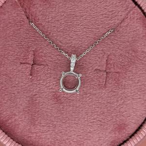 925 plata esterlina 7mm colgante redondo declaración 14K chapado en oro CZ ajuste piedra preciosa personalizable diseñador joyería componentes - Product Image 1
