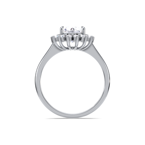 IGI Certified Round Cut Lab Grown Diamond Floral Halo Engagement & Wedding <b>Ring</b> in Solid 925 Sterling Silver - Product Image 3