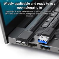 WG137 Kabel Data USB 3.0 Male ke Micro-B Male untuk Hard Drive Eksternal, Panjang 0.5m (Hitam)