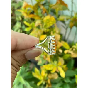 Bague Cocktail Citrine en Argent Sterling 925 Faite à la Main, Bague Statement avec Pierre Précieuse, Fournisseur de Bijoux en Gros - Product Image 5