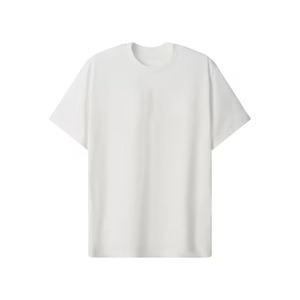 T-shirt décontracté pour homme en coton 100 % respirant, coupe classique, avec motif uni sur le col et le bas du tissu - Product Image 1