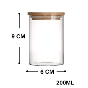 Minimalist Cylinder <b>Glass</b> Spice <b>Jars</b> 200ml Microwavable Bamboo <b>Lid</b> Dishwasher Safe - Product Image 5