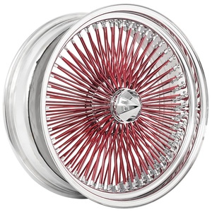 Quality New 22x8 LAWirre <b>Wheels</b> Standard 150-<b>Spoke</b> Straight Lace Chrome with Red Rims (4pcs) - Product Image 1