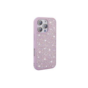 เคสซิลิโคนป้องกัน iPhone 16 Pro Max ประดับเพชรหรูหรา ดีไซน์หินวิบวับ สีม่วงไลแลค - Product Image 1