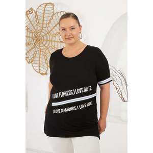 Camiseta Casual de Manga Corta para Mujer, Talla Grande, Negra, con Estampado 'I Love', Mezcla de Viscosa y Elastano, para Comodidad Diaria, Marca RMG - Product Image 3