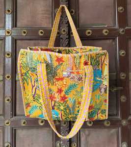 Bolsa de Compras de Algodón de Color Sólido, Hecha a Mano, Acolchada, Estilo Vintage, con Asa de Lona, Reversible, para la Playa, con Cierre - Product Image 2
