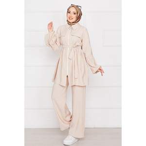 ชุด2ชิ้นซิปแขนบอลลูนสีเบจ - Product Image 1