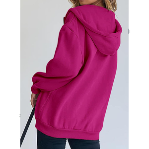 Sweat à capuche imprimé couleur personnalisé pour femmes poche kangourou à épaules tombantes surdimensionné pour les femmes - Product Image 4