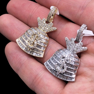 Colgante de bolsa de dinero estilo Hip Hop más Popular, colgante de Plata de Ley 925 con diamante de moissanita redondo y colgante de corte Baguette - Product Image 4