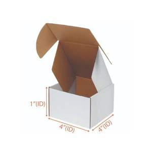 Caja de Cartón Corrugado Blanca Biodegradable de 4 x 4 x 1 Pulgadas |   Embalaje Ecológico para Envíos, Almacenamiento y Comercio Electrónico - Product Image 1