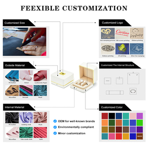 Scatola di Lusso in Pelle Bianca per Anelli e Bracciali, Interno in Tessuto Satinato, Cornice in Metallo Dorato <span class=keywords><strong>con</strong></span> Targhetta Incisa, Confezione per Gioielli - Product Image 2
