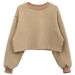 Sweat-shirt à col rond surdimensionné pour femme, pull en molleton uni, sweat-shirt à capuche avec épaules tombantes, jogging pour différents endroits - Product Image 3