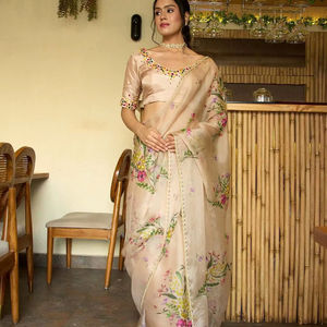 Ropa étnica estética Sari hermosa Sari con Sari de seda atigrado suave con blusa de lujo fiesta étnica boda Festival desgaste mujeres - Product Image 1