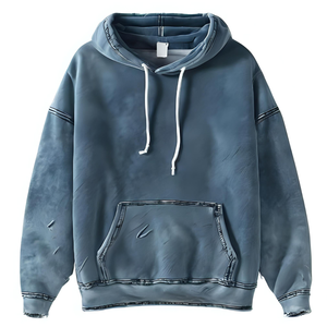 เสื้อสเวตเชิ้ตผ้าฟลีซแบบมีฮู้ดซักแบบวินเทจผ้าคอตตอนนุ่มทรงโอเวอร์ไซส์ - Product Image 6