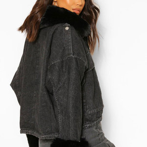 Chaqueta Vaquera de Invierno para Mujer, con Forro de Lana Tejida, 100% Algodón, Venta al Por Mayor, de Fábrica - Product Image 4