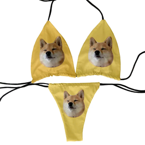 เซ็ตบิกินี่ลายจุดย้อนยุคชุดว่ายน้ำสองชิ้นสไตล์วินเทจชุดว่ายน้ำสตรีบุนวมเอวสูงปรับแต่งโลโก้ได้ - Product Image 5