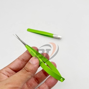 Pince à épiler en acier inoxydable avec revêtement en poudre personnalisé, pointe inclinée, pour la mise en forme des sourcils, avec ciseaux à ressort, logo personnalisé - Product Image 3