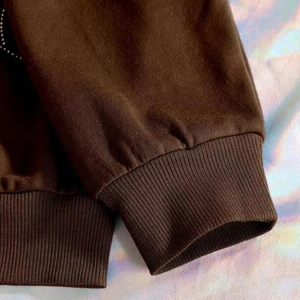 Sweats à capuche en molleton de coton surdimensionnés pour hommes, durables, brodés, streetwear d'hiver, strass, vente en gros, logo personnalisé, teinture unie - Product Image 4