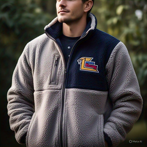 เสื้อแจ็คเก็ตขนแกะเชอร์ปาซิปแบบหนาสำหรับผู้ชายเสื้อแจ็คเก็ตขนแกะสไตล์ใหม่ออกแบบโลโก้ได้ตามต้องการ - Product Image 4