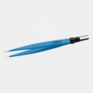 Pince bipolaire isolée d'angle Semkin 22cm raccord européen bleu acier inoxydable de qualité médicale, autoclavable, réutilisable - Product Image 5
