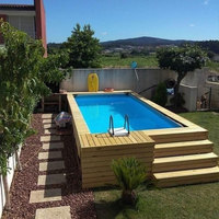 Piscine hors sol facile à installer pour la cour, grande piscine en fibre de verre avec fenêtre en verre de 8 m, idéale pour le plaisir en famille