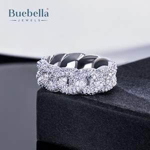 Venta caliente 18K oro, 925 Plata VVS Moissanite diamante cubano enlace cadena anillo Hip Hop anillo Miami cubano enlace anillo - Product Image 4