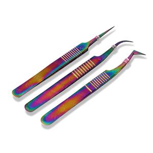 Pinces à volume courbées et droites en acier pur, outils de salon pour cils, étiquette privée OEM, pinces à cils professionnelles pour extensions de cils - Product Image 1