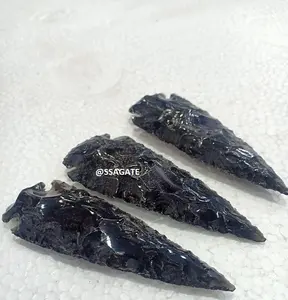 블랙 흑요석 7 인치 마노 화살촉 천연 멋진 보석 마노 화살촉 제조업체 공급 업체 및 도매상