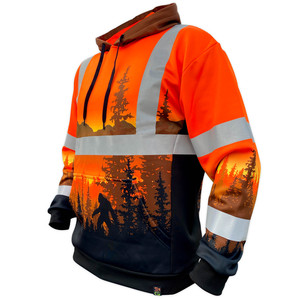 Sudadera con capucha de manga larga de seguridad de alta visibilidad con logotipo personalizado para hombre, bolsillos de canguro, Flash LED, secado rápido, trabajo en carretera, chaleco informal de alta visibilidad - Product Image 3