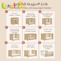 Lit bébé convertible 3-en-1 en bois couleur miel, moderne, multi-usages pour chambre, hôpital et école