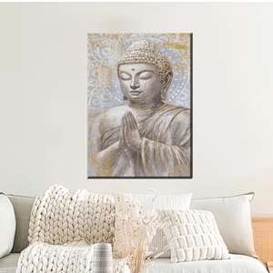 ผ้าใบพิมพ์ลายสมัยใหม่: งานศิลปะพระพุทธรูปสำหรับตกแต่งบ้านอย่างหรูหรา พร้อมกรอบสำหรับตั้งโชว์ - Product Image 1