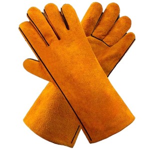 Vente en gros de gants de soudeur fournisseur bon marché 4 cuir de vachette en peau de chèvre résistant à la chaleur travail manuel de sécurité - Product Image 4