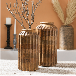 Juego de Jarrones de Madera de Acacia Hechos a Mano, Jarrones Redondos Rústicos Decorativos para Mesa - Product Image 4
