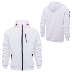 Sudadera con capucha de algodón 100% de alta calidad para hombre, sudaderas con capucha transpirables de gran tamaño con bolsillos y cremallera, sudaderas con capucha blancas en blanco para otoño - Product Image 1