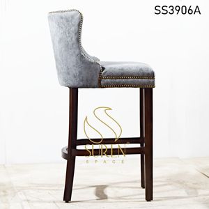 Silla de bar de asiento de tela de estilo único indio de diseño hecho a mano de madera maciza Hoteles y silla de Bar Bub - Product Image 3