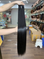 Extensiones de Cabello Humano Liso Natural Súper Doble Trama, Destacadas, Cabello Virgen Vietnamita Negro Natural, ¡Gran Venta!
