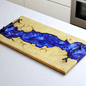 Vaisselle décorative rectangulaire en bois massif véritable naturel, plateau de service à fruits, plateau de service à café, plateau de service à café - Product Image 1