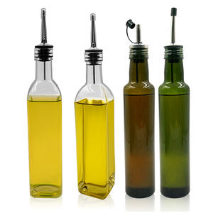 Commercio all'ingrosso 500ML vuoto <span class=keywords><strong>verde</strong></span> bottiglie di vetro scuro facile versare beccuccio Set di stampa dell'etichetta Dispenser per olio d'oliva <span class=keywords><strong>e</strong></span> aceto - Product Image 5