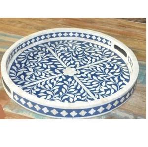 Nueva Bandeja de Madera para Servir, Diseño de Vajilla, Acabado con Incrustaciones de Hueso, Forma Hexagonal - Product Image 6