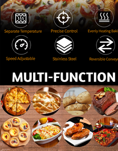 Sabuk terowongan panggang industri elektrik ganda, konveksi gas udara panas impinger <span class=keywords><strong>conveyor</strong></span> oven konveyor listrik untuk daging pizza bacon - Product Image 2