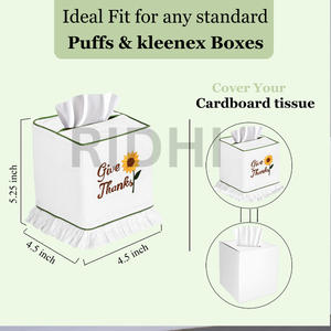 RIDHI – Housse de boîte à mouchoirs classique à volants brodée motif tournesol, faite à la main, écologique et durable pour la maison et la chambre - Product Image 5