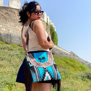 Nouveau sac à main de couverture selle élégant occidental bracelet en cuir usiné sacs latéraux aztèques de haute qualité sac sculpté à la main coloré Vintage - Product Image 1