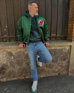 Blouson Bomber en Toile Satinée d'Hiver avec Broderie Personnalisée Nom et Numéro de l'Équipe Coupe-Vent et Imperméable pour Hommes - Product Image 1