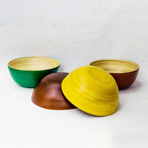 Kids food serving natural fiber bowl <b>dinnerware</b> set coil bamboo color dining bowls for children - Product Image 2