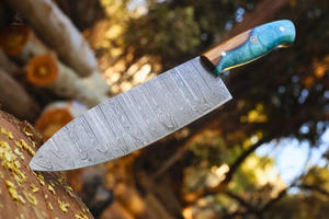 Cuchillo de chef de acero de Damasco hecho a mano con hoja ultraafilada y mango de resina OEM personalizable, regalo de diseño para chefs - Product Image 3